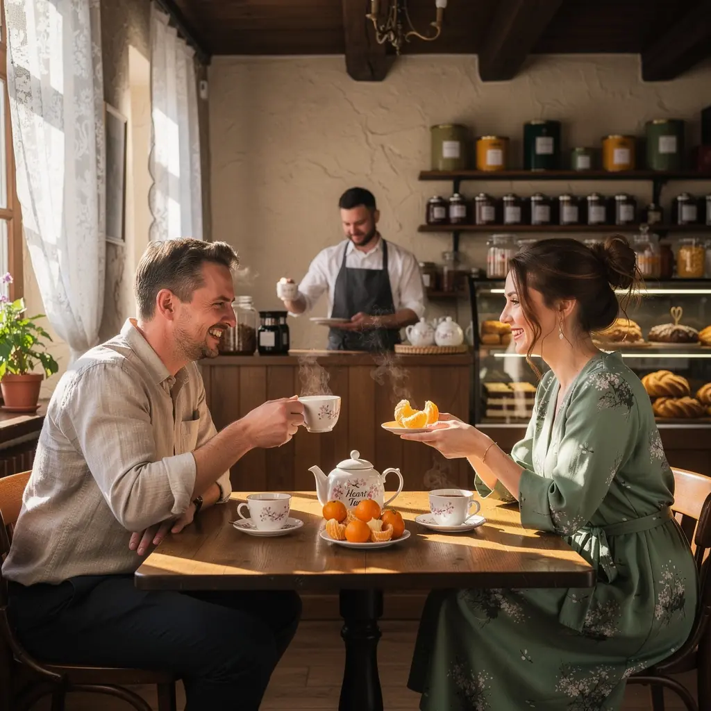 Satsuma širdies arbatos puodelis su garuojančiu gėrimu.