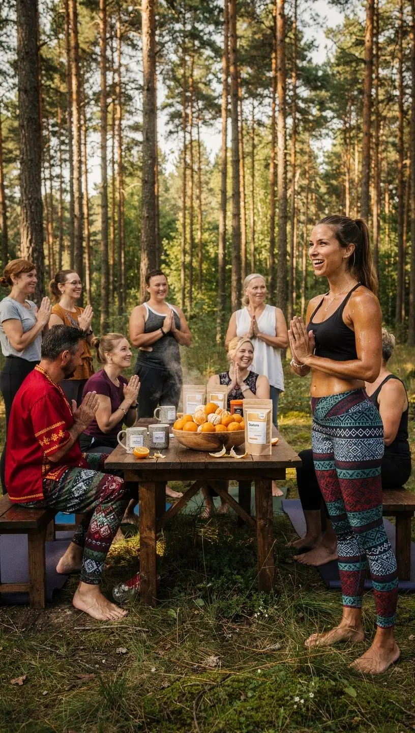 Satsuma arbatos pakuotė su ryškiai oranžiniu dizainu.